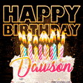 Dawson - Animated Happy Birthday Cake GIF for WhatsApp