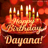 Beautifully decorated red velvet berry birthday cake with vibrant fruits and a glowing 'Dayana' name, adding a touch of sweetness and sparkle.