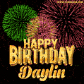 Wishing You A Happy Birthday, Daylin! Best fireworks GIF animated greeting card.
