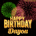 Wishing You A Happy Birthday, Dayon! Best fireworks GIF animated greeting card.