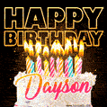 Dayson - Animated Happy Birthday Cake GIF for WhatsApp