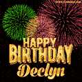 Wishing You A Happy Birthday, Declyn! Best fireworks GIF animated greeting card.