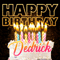 Dedrick - Animated Happy Birthday Cake GIF for WhatsApp