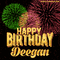 Wishing You A Happy Birthday, Deegan! Best fireworks GIF animated greeting card.