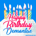 Happy Birthday GIF for Demontae with Birthday Cake and Lit Candles