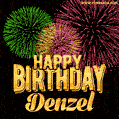 Wishing You A Happy Birthday, Denzel! Best fireworks GIF animated greeting card.