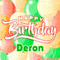 Happy Birthday Image for Deron. Colorful Birthday Balloons GIF Animation.