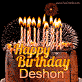 Chocolate Happy Birthday Cake for Deshon (GIF)