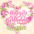 Pink rose heart shaped bouquet - Happy Birthday Card for Desiree
