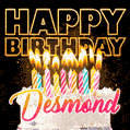 Desmond - Animated Happy Birthday Cake GIF for WhatsApp