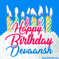 Happy Birthday GIF for Devaansh with Birthday Cake and Lit Candles