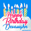 Happy Birthday GIF for Devaughn with Birthday Cake and Lit Candles
