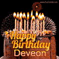 Chocolate Happy Birthday Cake for Deveon (GIF)