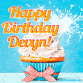 Happy Birthday, Devyn! Elegant cupcake with a sparkler.