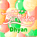 Happy Birthday Image for Dhyan. Colorful Birthday Balloons GIF Animation.
