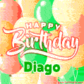 Happy Birthday Image for Diago. Colorful Birthday Balloons GIF Animation.