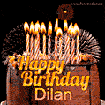 Chocolate Happy Birthday Cake for Dilan (GIF)
