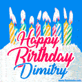 Happy Birthday GIF for Dimitry with Birthday Cake and Lit Candles