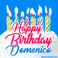 Happy Birthday GIF for Domenico with Birthday Cake and Lit Candles