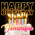Dominique - Animated Happy Birthday Cake GIF for WhatsApp