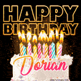 Dorian - Animated Happy Birthday Cake GIF for WhatsApp