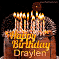 Chocolate Happy Birthday Cake for Draylen (GIF)