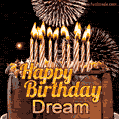 Chocolate Happy Birthday Cake for Dream (GIF)
