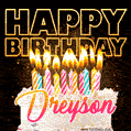 Dreyson - Animated Happy Birthday Cake GIF for WhatsApp