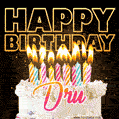 Dru - Animated Happy Birthday Cake GIF Image for WhatsApp