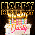 Dusty - Animated Happy Birthday Cake GIF for WhatsApp
