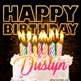 Dustyn - Animated Happy Birthday Cake GIF for WhatsApp