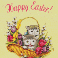 Kittens in basket Easter card