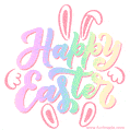 Cutest animated Happy Easter lettering and bunny silhouette gif