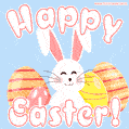 Cute Bunny and Easter Eggs Happy Easter GIF