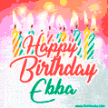 Happy Birthday GIF for Ebba with Birthday Cake and Lit Candles