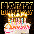 Ebenezer - Animated Happy Birthday Cake GIF for WhatsApp
