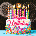 Amazing Animated GIF Image for Echo with Birthday Cake and Fireworks