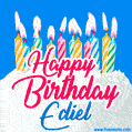 Happy Birthday GIF for Ediel with Birthday Cake and Lit Candles