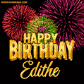 Wishing You A Happy Birthday, Edithe! Best fireworks GIF animated greeting card.