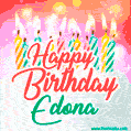 Happy Birthday GIF for Edona with Birthday Cake and Lit Candles