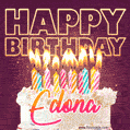 Edona - Animated Happy Birthday Cake GIF Image for WhatsApp