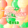 Happy Birthday Image for Eesa. Colorful Birthday Balloons GIF Animation.