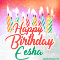 Happy Birthday GIF for Eesha with Birthday Cake and Lit Candles