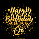 Animated GIF with colorful, festive 'Happy Birthday Efe' text decorated with patterns, a party hat, and falling confetti. A vibrant and cheerful design for birthday celebrations.