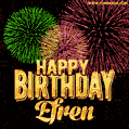 Wishing You A Happy Birthday, Efren! Best fireworks GIF animated greeting card.