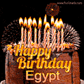 Chocolate Happy Birthday Cake for Egypt (GIF)