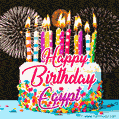 Amazing Animated GIF Image for Egypt with Birthday Cake and Fireworks