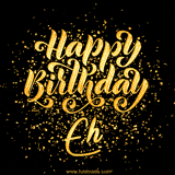 Animated GIF with colorful, festive 'Happy Birthday Eh' text decorated with patterns, a party hat, and falling confetti. A vibrant and cheerful design for birthday celebrations.