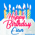 Happy Birthday GIF for Eian with Birthday Cake and Lit Candles