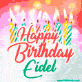 Happy Birthday GIF for Eidel with Birthday Cake and Lit Candles